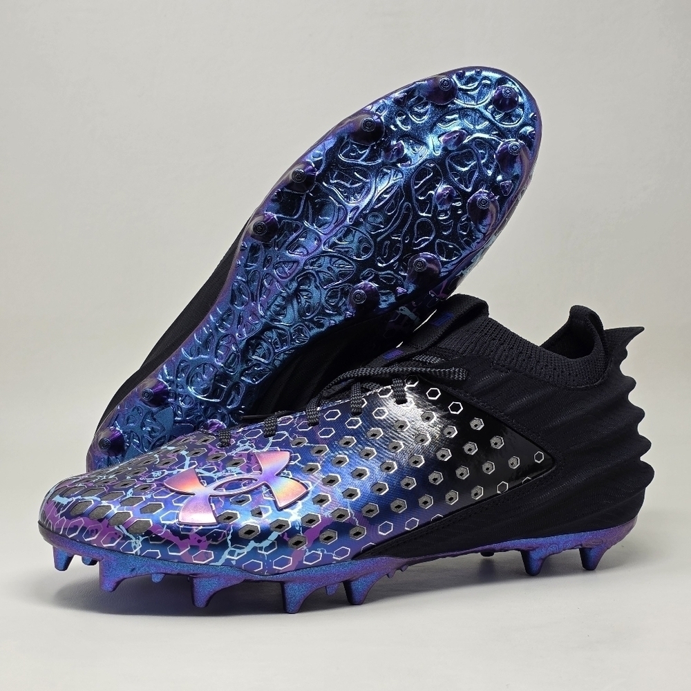 Under Armour Football Cleats Men Sz 14 Blur Smoke 2.0 Vibranium Justin Jefferson